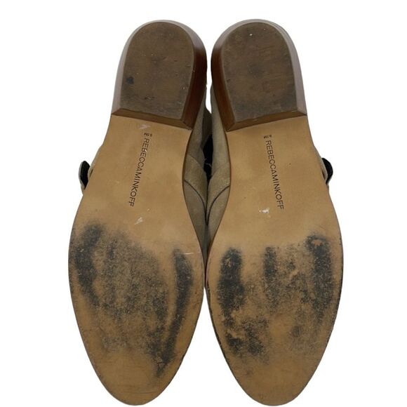 Rebecca Minkoff Abigail Taupe Suede Studded Buckle Ankle Booties Women’s US 9.5 - Picture 6 of 8